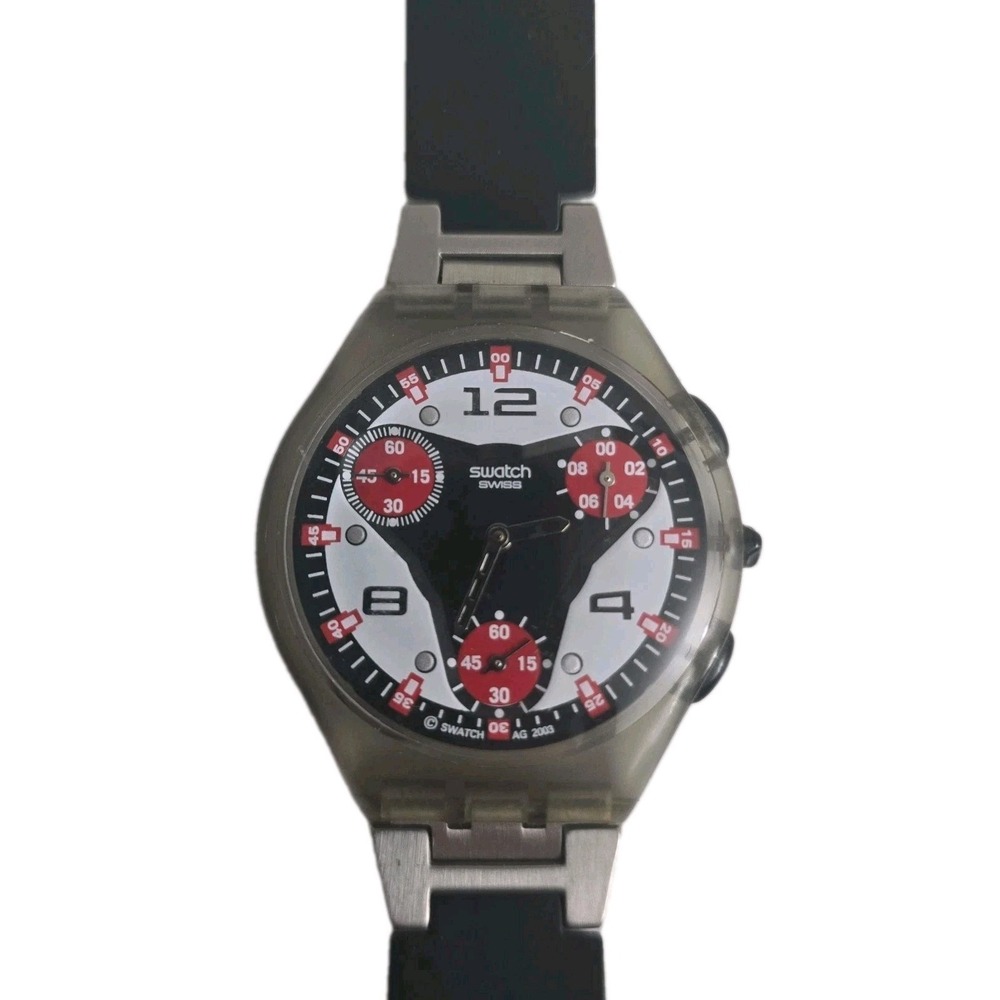 Swatch Skin Chrono SUYK114 Perfect Play Swiss Chronograph Red Watch
